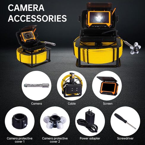 Sewer Camera 100ft,SPRIDRAIN Drain Pipe Camera HD 5in Screen,Waterproof IP68 Works Underwater Up to 10M Sewer Inspection Borescopes for Plumber(Fits Pipes>0.9" Diameter,100ft/30M) in Saudi Arabia
