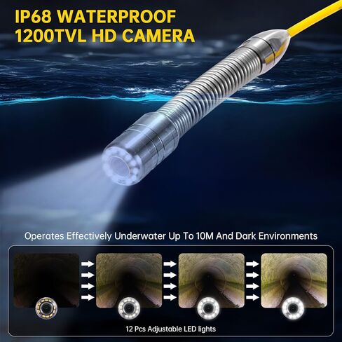 Sewer Camera 100ft,SPRIDRAIN Drain Pipe Camera HD 5in Screen,Waterproof IP68 Works Underwater Up to 10M Sewer Inspection Borescopes for Plumber(Fits Pipes>0.9" Diameter,100ft/30M) in Saudi Arabia