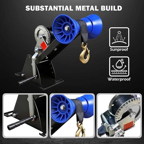 حامل ونش مقطورة قارب 1200 رطل مع عمود تثبيت مجلفن قابل للتعديل وبكرة - يناسب لسان المقطورة من 3 بوصة إلى 4 بوصة عرض × 4 بوصة ارتفاع، ويتضمن طقم ونش السقاطة in Kuwait