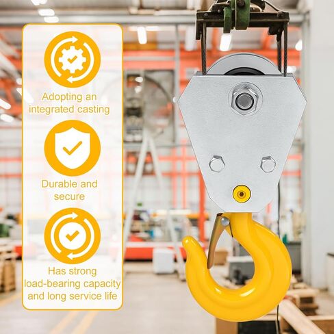 4 Pack 1 Ton Swivel Pulley Hook Heavy Duty Pulley Lifting Block Hoist 2 Bearings 360 Degree Rotating Snatch Block with Hook for 5/8" Wire Rope Lifting Hoisting Construction in Saudi Arabia