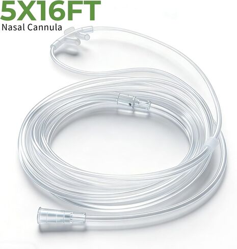 5 عبوات من قنية أنف الأكسجين بطول 16 قدمًا للبالغين، أنابيب أكسجين ناعمة، أنابيب أنف قنية، مقاومة للتشابك، أنبوب خفيف الوزن in Kuwait
