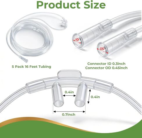 5 عبوات من قنية أنف الأكسجين بطول 16 قدمًا للبالغين، أنابيب أكسجين ناعمة، أنابيب أنف قنية، مقاومة للتشابك، أنبوب خفيف الوزن in Kuwait