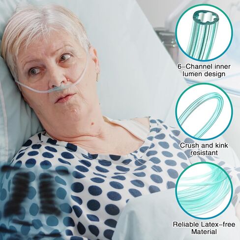 Geiserailie 2 حزمة 32.8 قدمًا من أنابيب الأكسجين للبالغين مع موصلين للأنابيب، أنبوب أكسجين ناعم غير ملتوي مع موصل، أنبوب أنفي قنية عالي التدفق مع موصلات دوارة للبالغين in Kuwait