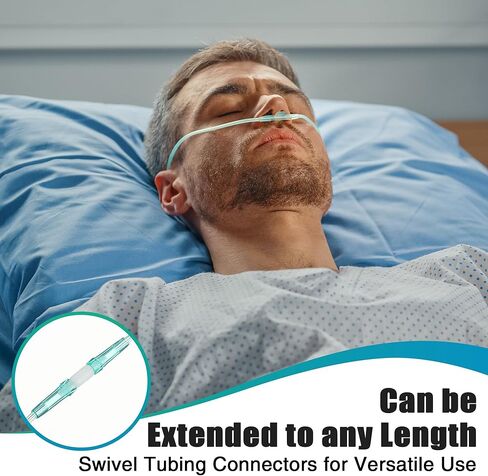 Geiserailie 2 حزمة 32.8 قدمًا من أنابيب الأكسجين للبالغين مع موصلين للأنابيب، أنبوب أكسجين ناعم غير ملتوي مع موصل، أنبوب أنفي قنية عالي التدفق مع موصلات دوارة للبالغين in Kuwait