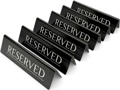 Adaptic Group® 6 علامات الجدول المحجوزة - الفولاذ المقاوم للصدأ | علامات جلوس محفوظة للمطاعم والبارات والفنادق | شاشة حجز الجدول (الفضة ، 6 × 1.6 بوصة) in Kuwait