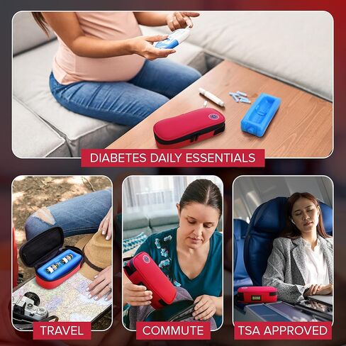 SafeTag® 24h Insulin Cooler Travel Case – Portable Diabetic Medicine Bag with Thermometer Display, NFC Emergency Info, Ice Pack & Insulated Storage for Vials & Supplies in Kuwait