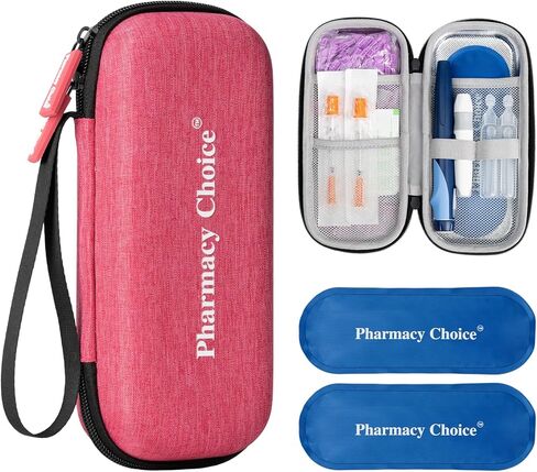Insulin Pen Cooler Travel Case with 2 x 90g TSA Approved Ice Packs, Diabetic Medication Insulated Cooling Bag for Insulin Pens and Diabetic Supplies Storage, Compact for Daily Life and Trips，Pink in Kuwait
