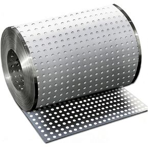 Heavy-Duty Stainless Steel Perforated Metal Sheet Roll - 8mm Holes, 0.3mm Thickness, 0.5m x 20m (1.6ft x 65.6ft) for Industrial, Architectural & DIY Projects in Kuwait