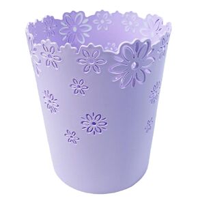 Wastebasket, Hollow Flower Shape Plastic Lidless Wastepaper Baskets Trash Can (Purple, Mini) in Saudi Arabia