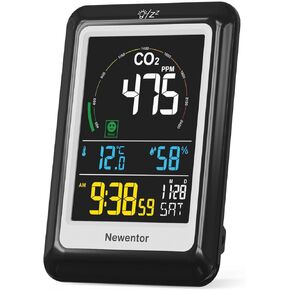 كاشف ثاني أكسيد الكربون من نيوينتور مع رطوبة درجة الحرارة الداخلية، شاشة ثاني أكسيد الكربون مع منبه على مدار الساعة، كاشف ثاني أكسيد الكربون للمنزل، جهاز مراقبة جودة الهواء المحمول مستشعر ثاني أكسيد الكربون لمصنع حديقة الخيام، أسود in Kuwait