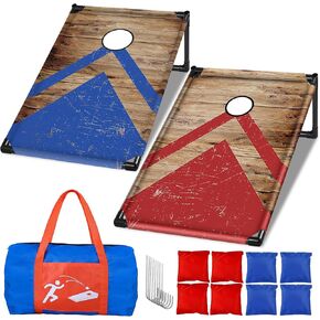 NZQXJXZ Portable Cornhole Board Set with 8 Bean Bags - 3x2 Ft Corn Hole Toss Game for Indoor and Outdoor Parties, Ideal for Kids, Adults, Beach, Yard and Camping in Kuwait
