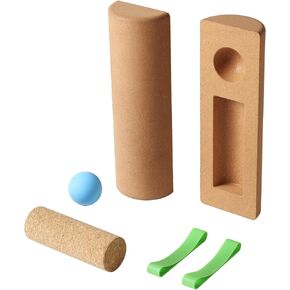 4-in-1 Cork Balance Board for Foot & Ankle Strength – Dual Half-Cylinder Trainer with Roller & Massage Ball – Non-Slip Natural Cork Stability Board for Mobility, Balance & Home Rehab Exercises in Kuwait