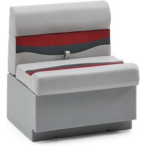 DeckMate Complete 28" Classic Pontoon Boat Seat Bench and Base - Gray, Red and Charcoal in Kuwait