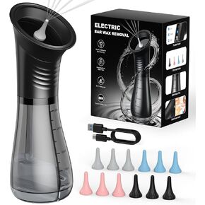 Ear Wax Removal, Electric Ear Cleaner with LED Display, FSA-HSA-Eligible, Ear Irrigation Kit with Dual Tank Includes 12 Tips, IPX7, Safe & Effective Cleaning for Adults & Kids, Easy to Use in Saudi Arabia