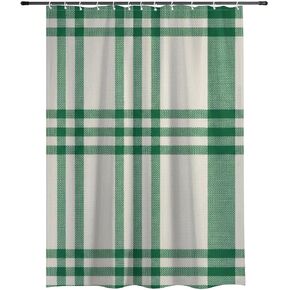 ستارة دش لطيفة منقوشة باللون الأخضر والبيج مع خطافات، ستارة دش صيفية مقاومة للماء في منتصف القرن، ستائر لطيفة للعطلات من القماش قابلة للغسل لديكور RV 60 × 72 بوصة in Kuwait