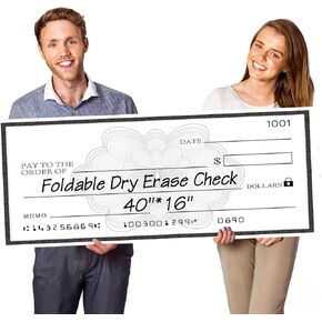 (2 Pcs) Reusable Big Checks for Presentations, 40 x 16 Dry Erase Giant Check, Oversized Fake Check for Presentation,Large Fake Check for School Graduation Donation Awards Fundraisers Charity Business in Saudi Arabia