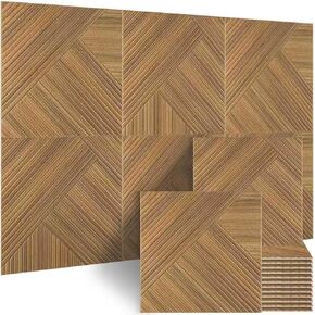 BUBOS 6 Pack Self-Adhesive Acoustic Wall Panels,23.6" x 23.6" Sound Proof Panels for Walls,3D Wood Pattern Acoustic Panels,Decorative Sound Absorbing Wall Art for Studio, Home Office(Red Brown Walnut) in Kuwait