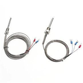 K/PT100 Type Thread Stainless Steel Probe 800°C Degree Thermocouple 1-5m 1Pcs(K Wire Length 4m,200mm) in Kuwait