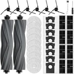34Pcs Accessories Kit for Dreame L40 Ultra/ X40 Ultra/ X40 Master/Mova P10/ P50 Pro Ultra Robot Vacuum&Mop, 2Rubber Brush, 8Dust Bags, 8Filters, 8Mop Pads, 6Side Brushes, 1Clean Brush, 1Screwdriver in Kuwait