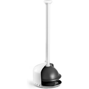 Toilet Plunger with Holder, Heavy Duty Plunger and Holder Combo for Bathroom Cleaning, Bathroom Decor, Bathroom Accessories, Toilet Bowl Cleaners, 19-Inch White in Saudi Arabia