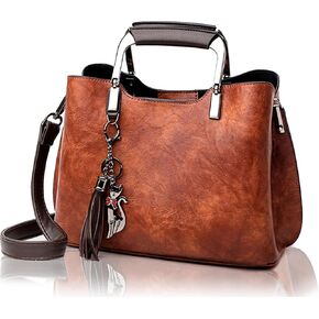 حقيبة يد ذات مقابض من النساء ، محفظة جلدية نباتية صغيرة ، محفظة مقبض أعلى بنية in Kuwait