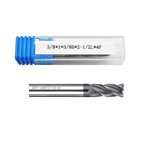 مطحنة نهاية من الكربيد الصلب المطلية بالنانو من Rayjee، قاطعة طحن فولاذية تنجستين هيليكس 55 درجة، 3/8 بوصة × 1 بوصة × 3/8 بوصة × 2-1/2 بوصة، مطحنة نهاية CNC للصلب والحديد الزهر والسبائك حتى HRC55 in Kuwait