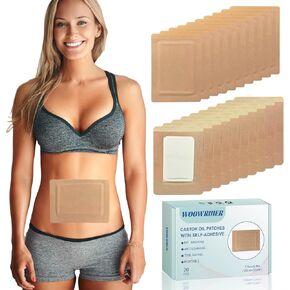 20 قطعة من رقعات زيت الخروع، عبوة زيت الخروع مع قطن مضاد للتسرب للبطن/القدمين/الركبة (الزيوت غير متضمنة)، 7.9 بوصة × 5.9 بوصة in Kuwait