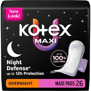 Kotex Overnight Maxi Pads with Wings, 26 Count (Packaging May Vary) in Kuwait