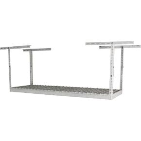 SafeRacks 2x6 Adjustable Overhead Garage Storage Rack, Heavy-Duty Steel Overhead Storage Rack with 300 lb Weight Capacity, Height Adjustable Garage Storage Organization System, White (24"-45") in Kuwait