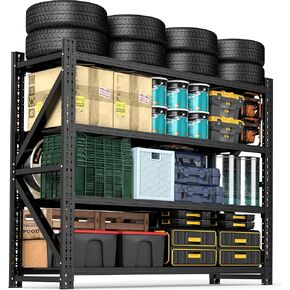4 Tier Heavy Duty Garage Shelving,Industrial Shelving Built for Maximum Weight,Garage Storage Racks Heavy Duty Steel Shelves,Large Capacity Metal Rack for Warehouse,Shop,Basement in Kuwait