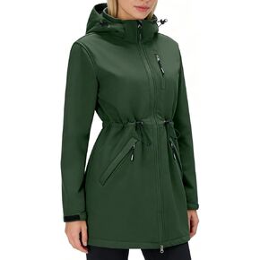 سترة ناعمة للسيدات خفيفة الوزن معطف المطر الطويل مقنعين مقاومة للماء مقاومة للرياح مقاومة للرياح مبطنة in Kuwait