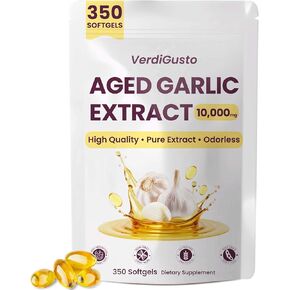 10000mg Aged Garlic Extract | 350 Softgels | Odorless Garlic Supplements | Antioxidant Support & Cognitive Function | Pure Allium Sativum 20:1 Extract | Non-GMO, Gluten-Free in Kuwait