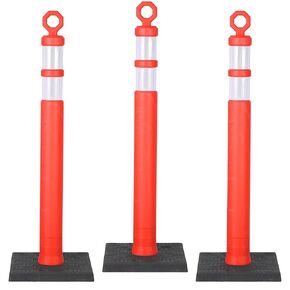 42" Heavy-Duty Traffic Delineator Posts (3 Pack) – Tall Safety Cones with 360° Reflective Collars & Weighted Base for Construction Zones, Road Work, Warehouse Aisles, Parking Lot Control – Orange in Kuwait