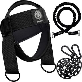 Neck Harness for Increases Neck Core Strength - Neck Exerciser with 30" Heavy Duty Steel Chain for Safely Lifting Weights Up to 280 lbs Black in Saudi Arabia