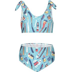 Wusikd Ice Hockey Girls Swimsuits Two Piece Swimwear Bikini Set for for Girls Size 11-12T in Kuwait