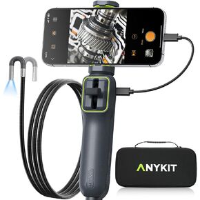 Anykit Two-Way Articulating Borescope with Light, Industrial Endoscope Inspection Camera with 0.22in Articulated Scope Flexible Snake Scope for Wall Automotive Engine Inspect- 5FT in Kuwait