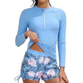 ملابس سباحة Hipea للفتيات من Rash Guard قطعتين ملابس سباحة بأكمام طويلة مع طباعة بدلة استحمام للفتيات المراهقات 7-16 سنة in Kuwait