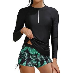 ملابس سباحة Hipea للفتيات من Rash Guard قطعتين ملابس سباحة بأكمام طويلة مع طباعة بدلة استحمام للفتيات المراهقات 7-16 سنة in Kuwait