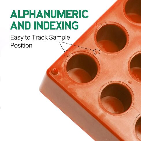 رف قوارير بلاستيكية لقارورة 4 مل، رفوف أنبوب اختبار 50 فتحة، Φ16 مم، قطعة واحدة in Kuwait
