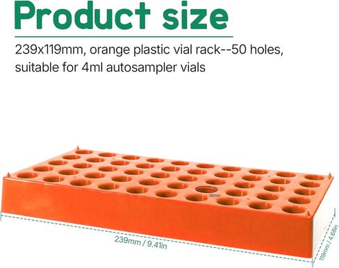 رف قوارير بلاستيكية لقارورة 4 مل، رفوف أنبوب اختبار 50 فتحة، Φ16 مم، قطعة واحدة in Kuwait