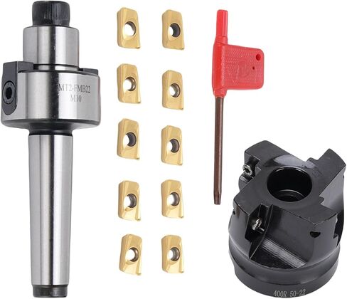 مجموعة مطحنة الوجه، حامل مطحنة الوجه MT2 FMB22 حامل 400R-50-22 CNC قاطعة طحن عالية السرعة قابلة للفهرسة مع 10 إدراجات كربيد APMT1604، أدوات طحن نهاية الأنف المربعة in Saudi Arabia