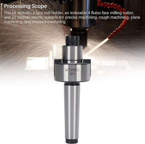 مجموعة مطحنة الوجه، حامل مطحنة الوجه MT2 FMB22 حامل 400R-50-22 CNC قاطعة طحن عالية السرعة قابلة للفهرسة مع 10 إدراجات كربيد APMT1604، أدوات طحن نهاية الأنف المربعة in Saudi Arabia