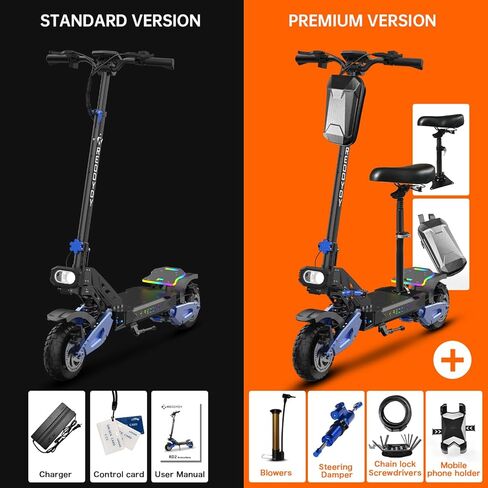 RD2 Dual Motor Off Road Electric Scooter للبالغين-50 ميل في الساعة ، نطاق 55 ميل ، ذروة 5000 واط ، إطارات 10.5 بوصة ، UL2272 معتمد in Saudi Arabia