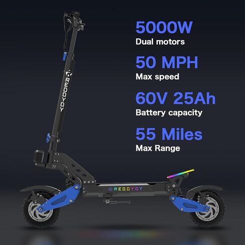 RD2 Dual Motor Off Road Electric Scooter للبالغين-50 ميل في الساعة ، نطاق 55 ميل ، ذروة 5000 واط ، إطارات 10.5 بوصة ، UL2272 معتمد in Saudi Arabia