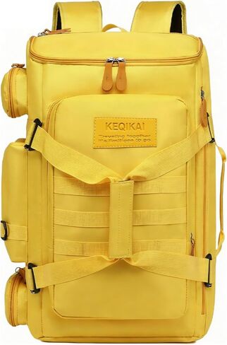 Large Travel Duffle Bags Backpack for Men Women, 50L Sports Gym Bag with Wet Pocket, Waterproof Carry On Backpack Weekender Overnight for Workout, Fitness, Outdoor, Business Yellow in Kuwait