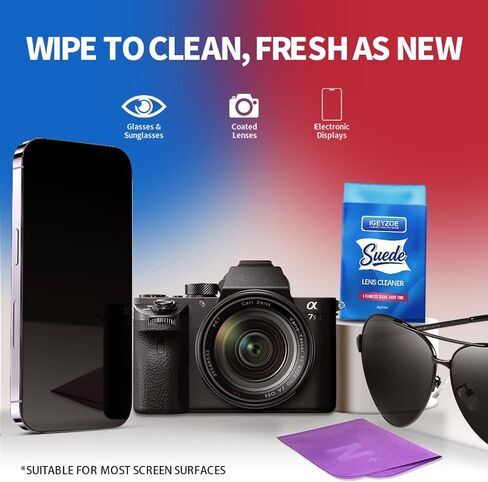 عبوة من 8 قطع من قماش تنظيف العدسات المصنوعة من الألياف الدقيقة، منظف عدسات النظارات، قماش تنظيف النظارات، وعدسة الكاميرا، وسماعات الواقع الافتراضي/الواقع المعزز، وتنظيف الشاشة (4 ألوان) in Kuwait