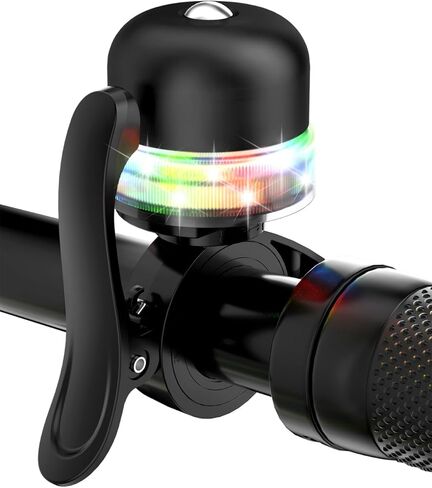 Bike Bell for Kids & Adults, Light up Bike Accessories Adjustable with Ferrules Fit for 0.74-1.25in(19-31.8mm) Bicycle Handlebars, Aluminum Made & Crisp Sound for Mountain Dirt Road Bike Ebike(Black) in Kuwait
