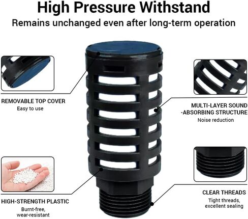 3Pcs Plastic Air Pneumatic Mufflers, Black 1" Male Thread Compressor Exhaust Silencer Fitting for Industrial Grade Air Compressor Tools, Automotive Workshop Air Valve Cylinder in Saudi Arabia