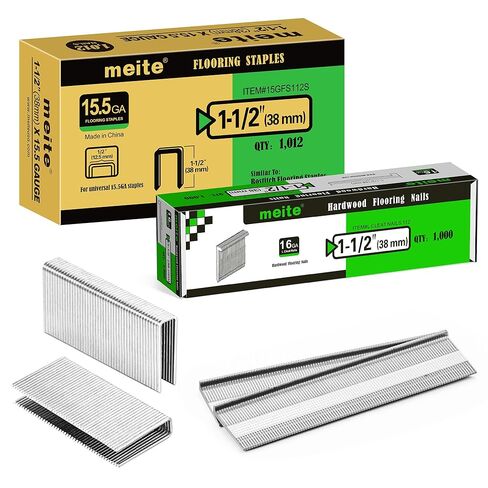 meite 1-1/2-Inch Assorted Flooring Fasteners Kit: 16GA L Cleat Flooring Nails and 15.5GA Flooring Staples Fits 2-in 1 Flooring Nailer Gun for Hardwood Flooring in Saudi Arabia