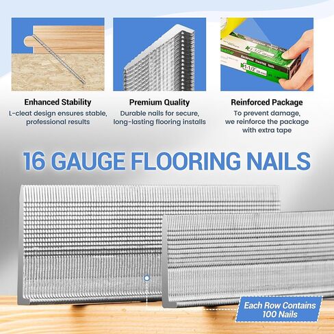 meite 1-1/2-Inch Assorted Flooring Fasteners Kit: 16GA L Cleat Flooring Nails and 15.5GA Flooring Staples Fits 2-in 1 Flooring Nailer Gun for Hardwood Flooring in Saudi Arabia